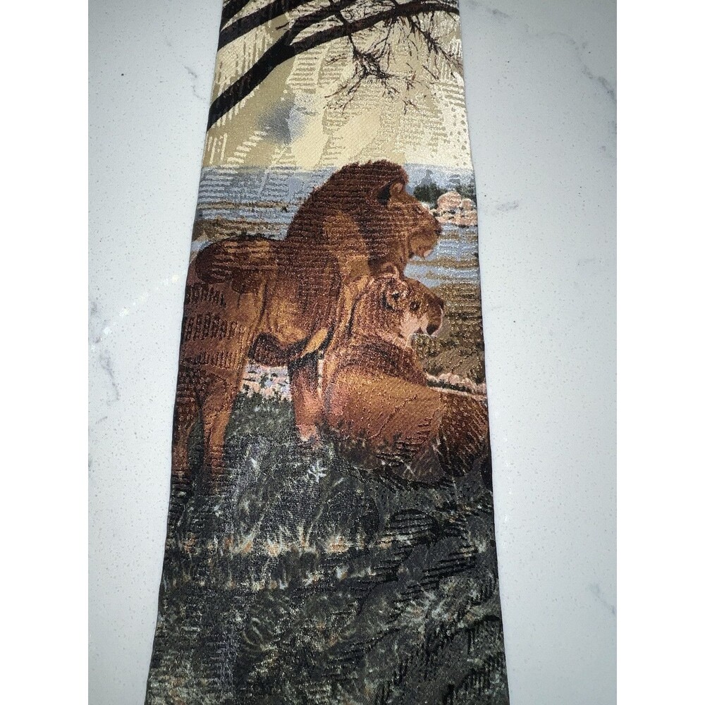 Endangered Species Imported Silk Tie- Lion’s - Made in USA - 100% Imported Silk